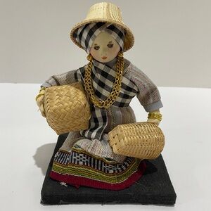 Thai Peasant Girl Doll Figurine Good Luck Cloth Cotton Chitralada Project
